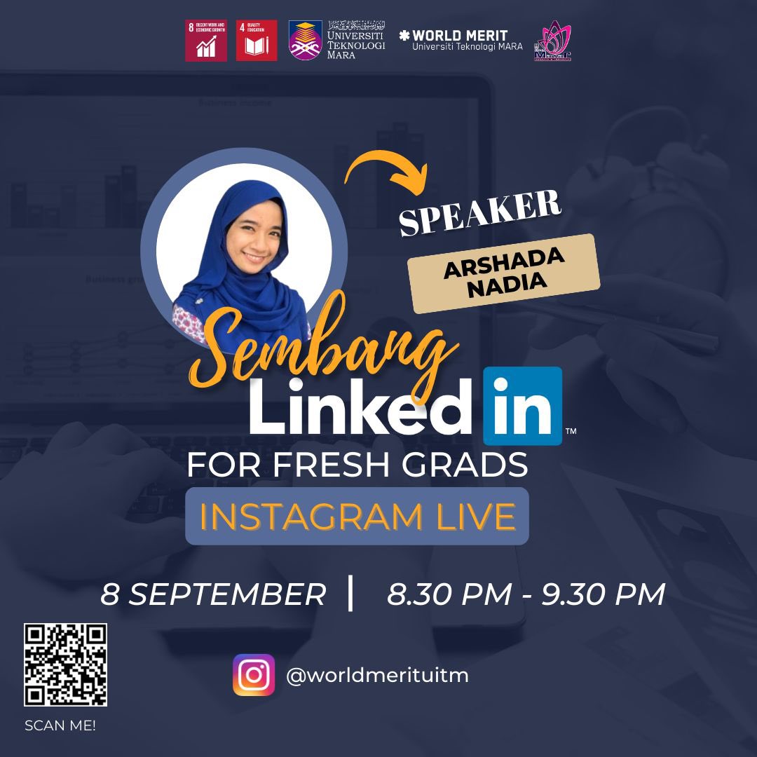 WorldMeritUiTM's tweet photo. Though we stumbled with difficulties at our last event. We decided to improve and ensure that we have a meaningful connections and insightful session with World Merit UiTM Shah Alam's followers. ⭐️⭐️

Hence, we are calling for all fresh graduates to join again our Instagram Live. https://t.co/kNk94Aut6g