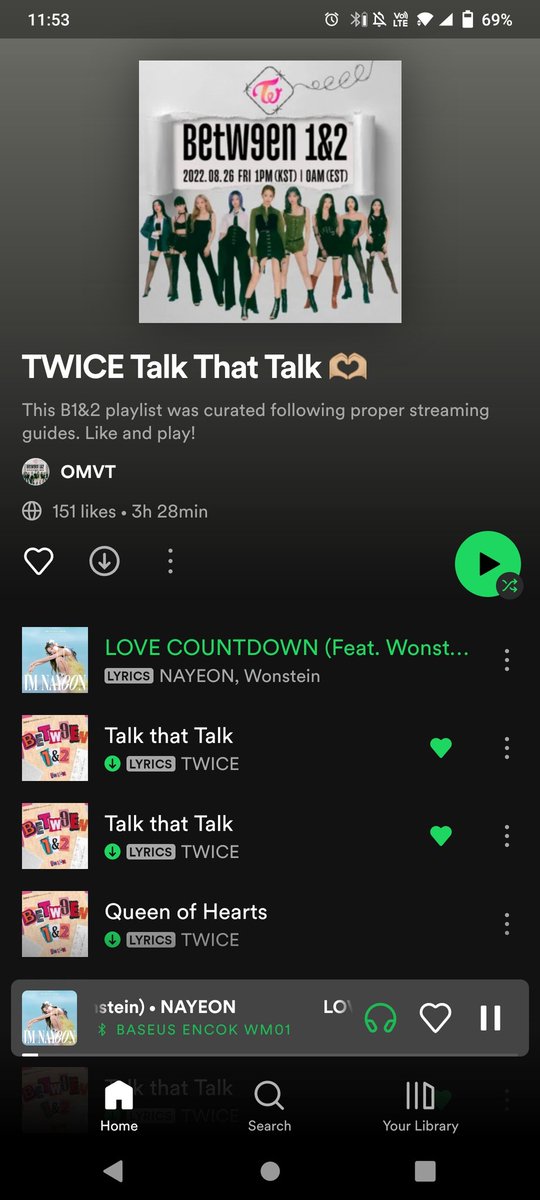 metalheadonce's tweet photo. Joining this new streaming party! Finally they include my love 132 subunit in the playlist 😭
#TEAMCRYPTOGRAPHY
#BETWEEN1and2 #TalkThatTalk
#TWICE @JYPETWICE https://t.co/VcgnCD2wol