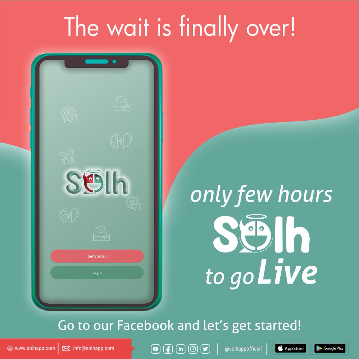 solhappofficial's tweet photo. The Solh App, your one-stop destination for all your mental health solutions is going live in just a few hours.

Come be a part of its launch on our Facebook Page and get key insights to begin your mental health journey on the App.
https://t.co/jchOvFlqHt

#SolhApp #AppLaunch https://t.co/smpiBhV7Ka