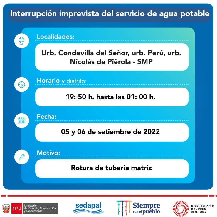 SedapalOficial's tweet photo. 🔴 ¡ATENCIÓN, SMP Y SJL!  | Sedapal atiende una emergencia en este punto de su distrito. 
Trabajamos para mejorar la calidad de vida de los vecinos de #Lima y #Callao.

#Sedapal #Agua #RestricciónDeServicio https://t.co/ykoBxyHtbw