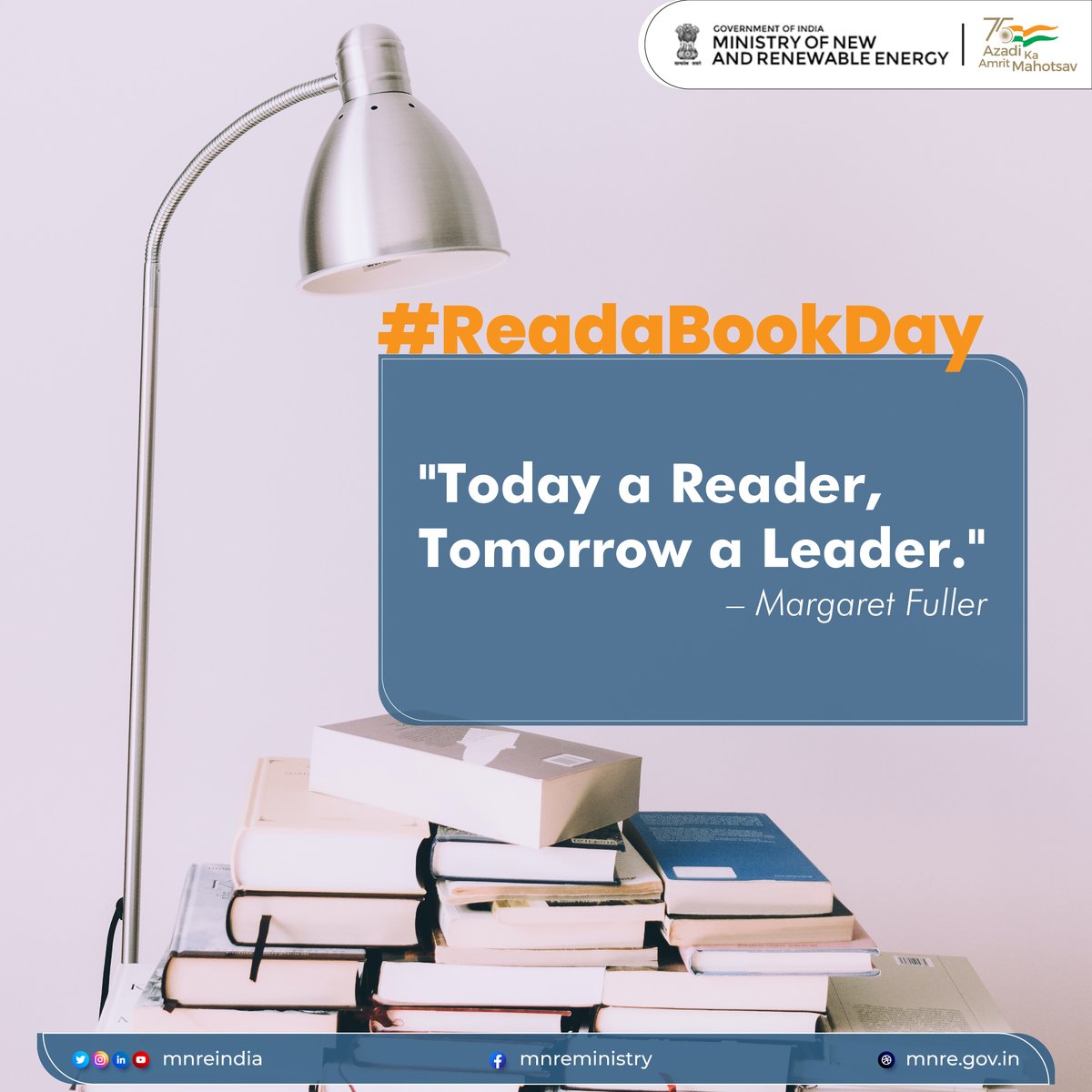 mnreindia's tweet photo. As the sun is the source of energy for powering our planet, books can illuminate our minds with their knowledge
On the occasion of #ReadaBookDay, @mnreindia encourages you to take a break from your #SMARTPHONE & get on reading a #book
#PowerToAll #GreenEnergy #renewableenergy https://t.co/knBKF4YQO5