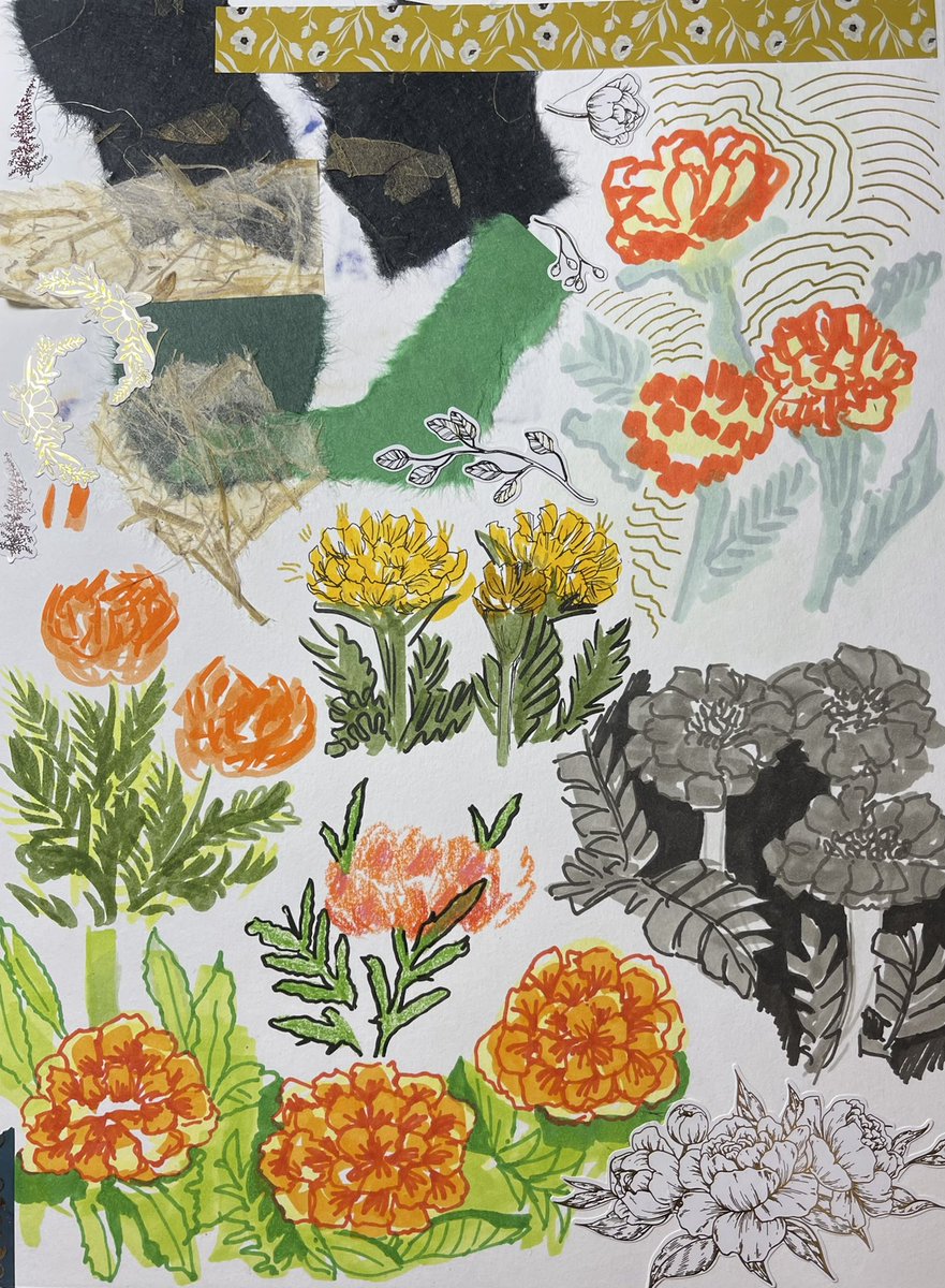 Chellynnart's tweet photo. Marigold Madness Monday #chellynnart #motivationalmonday #marigolds #nature #flowers #fallapproaching #mixedmedia #art #mindless https://t.co/xaLUtNl73G