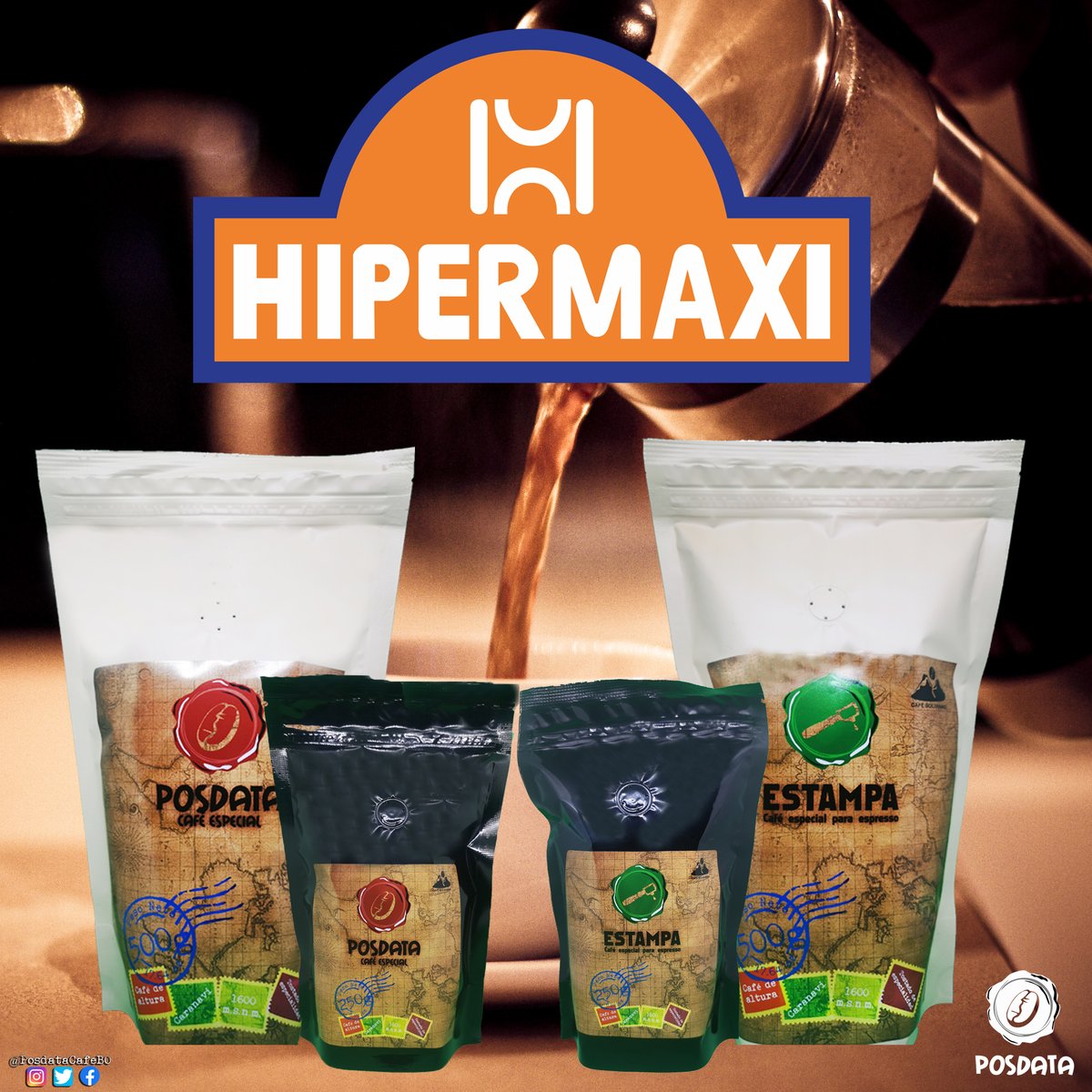 PosdataCafeBO's tweet photo. Cada vez estamos más cerca de ti ✨
Ahora puedes encontrar tu #CafePosdata y #CafeEstampa en las salas de #Hipermaxi en #LaPaz ☕🛒
Disponible en presentaciones de 250 y 500 gr en Achumani, Los Pinos, Calacoto, Obrajes, Torres Mall y Sopocachi 🤎
#SaborQuePermanece https://t.co/5MTnbH76Dk