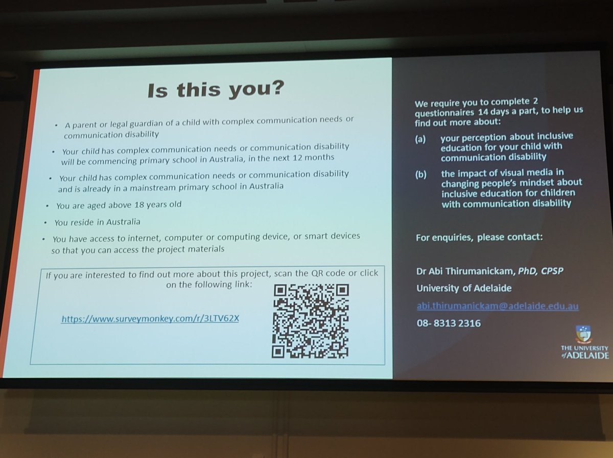 You can still contribute to this work on whether positive video models of inclusive education here's information about the survey or contact <a href="/its_uh_bee/">Abi Thirumanickam, PhD, CPSP</a> #agosci2022