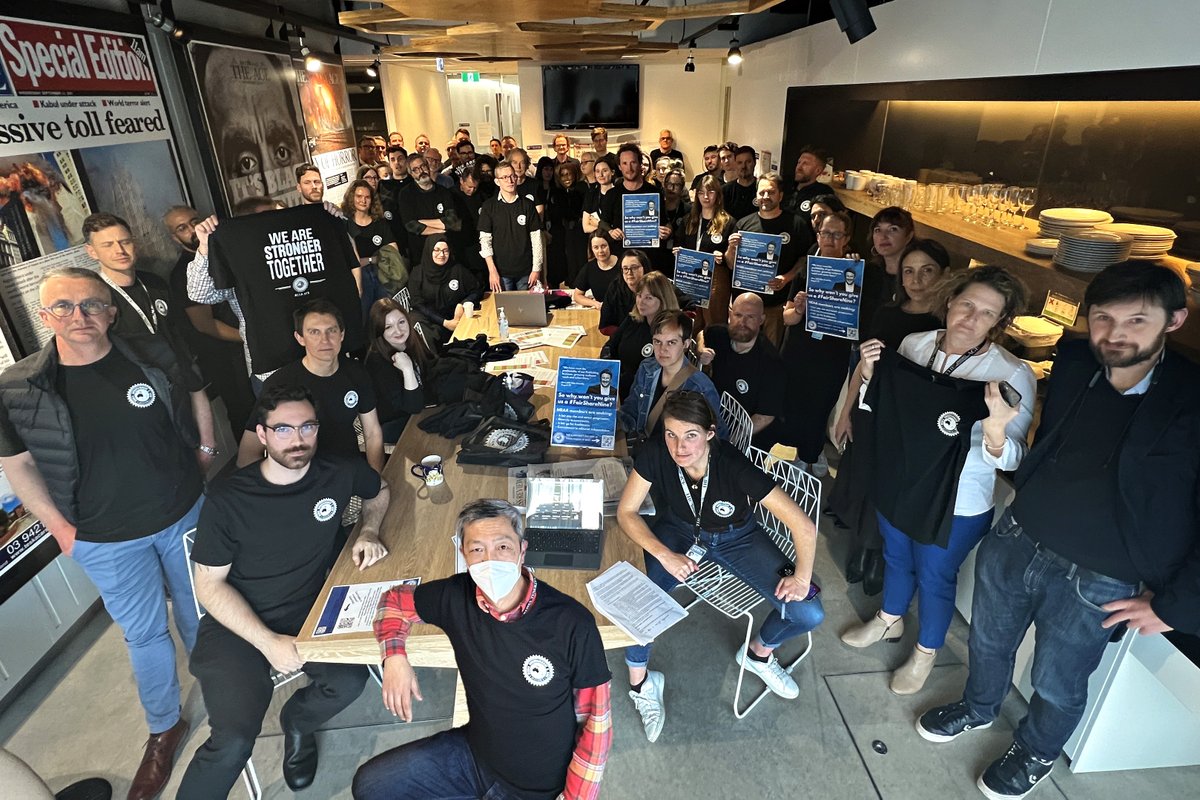 Staff <a href="/theage/">The Age</a> and our colleagues at the SMH, AFR, Brisbane Times and WA Today are united in our call for management to come to the table with a fair pay offer 
<a href="/withMEAA/">MEAA</a> #FairShareNine
