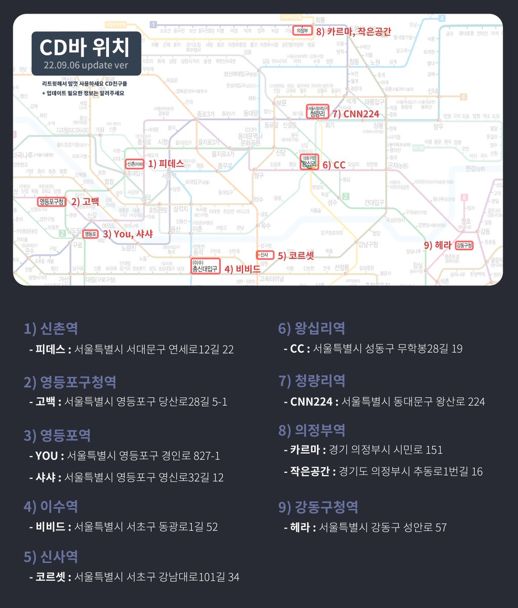 매번 찾기도 번거로워서 최신버전 직접 만듬😭 리트윗하거나 이미지 저장해서 사용하세요!
당신들의 시간은 소중하니까요. 검색할 시간에 화장에 조금 더 공들입시다 (찡긋~😉)
업데이트 필요한 부분은 댓이나 DM으로 알려주세용
Special Thanks to @skttjals4414