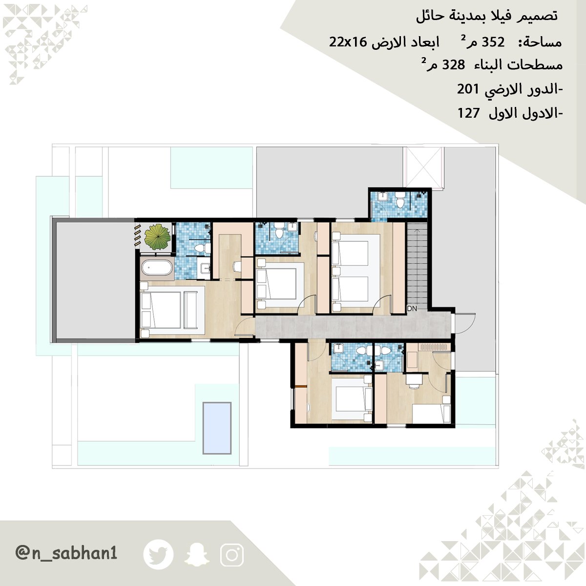 xdeep_design's tweet image. مخططات الفلة 
المساحة : 352م²
كافة مسطحات البناء : 328م² فقط

#مخططات_معماريه #مخططات_فلل 
#تصميم_داخلي #عِمارة