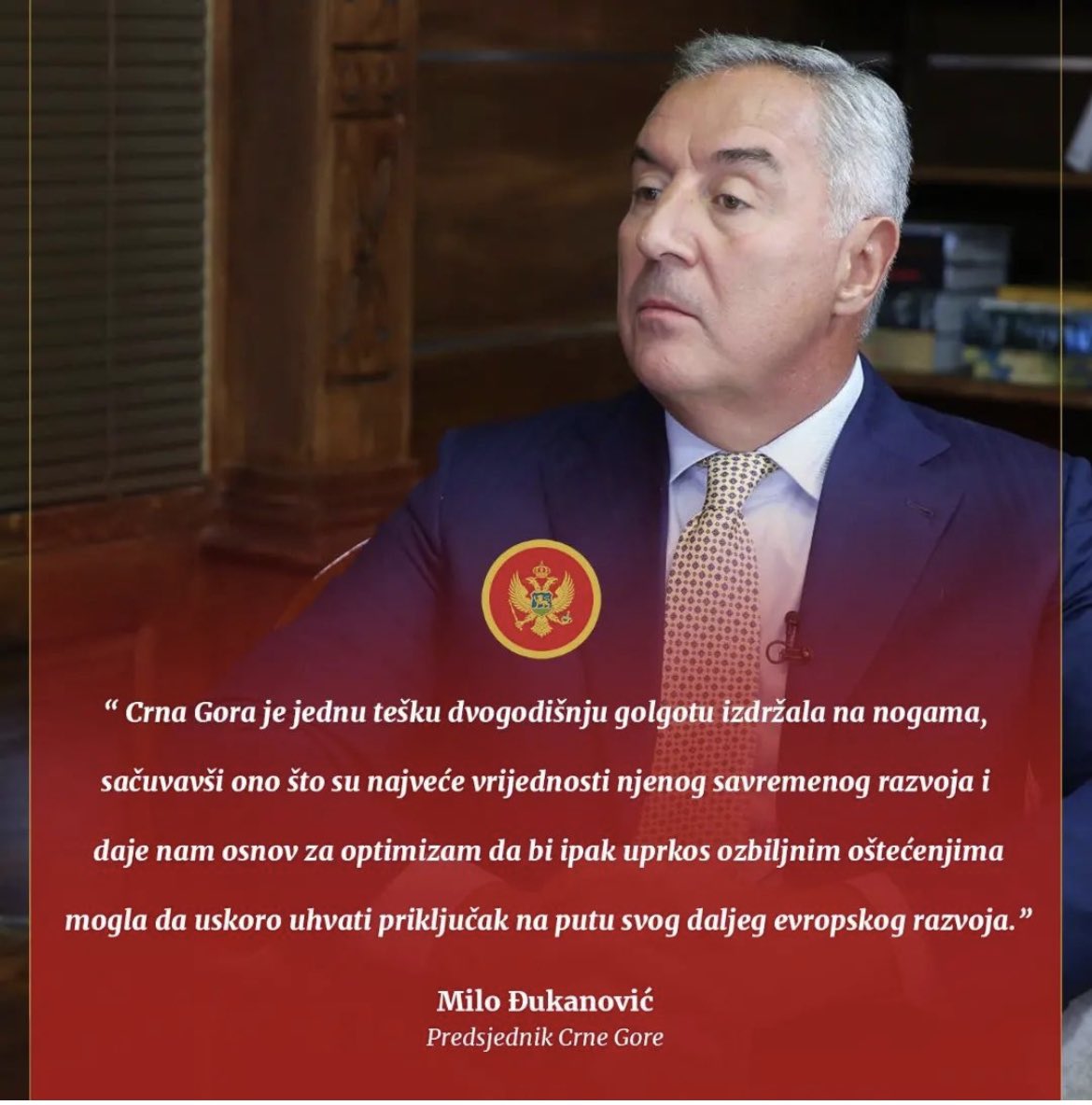 montenegrinaM's tweet photo. Iz intervjua @predsjednik_cg Mila Đukanovića za TV Gradska.#PredsjednikCG🇲🇪 https://t.co/Mjw8IGN2kC