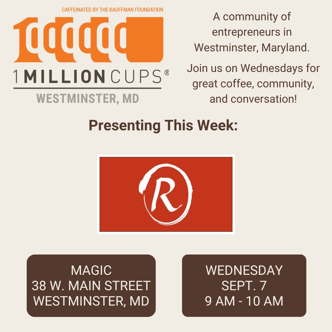 We're back with Revive Sound Productions (revivesoundproductions.com) at <a href="/1MCWestminster/">1MC Westminster</a> tomorrow, Sept. 7 at 9AM! Join us in person or catch the livestream at facebook.com/1MCWestminster.

#1millioncups #music #westminstermd #maryland
