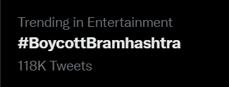 GemsOfBollywood's tweet photo. #BoycottBramhashtra is trending with 118K tweets. 
Don't worry, Bollywood data scientists have already found that this doesn't impact them.

Hence all #Brahmastra lovers, haters &amp; fence-sitters are encouraged to liberally promote this trend to promote harmless creative freedom https://t.co/iPMbg6Qx4x