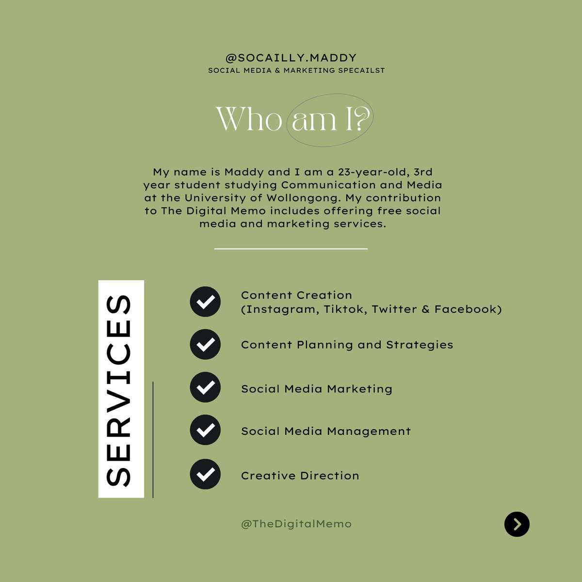 The Digital Memo (@thedigitaimemo) on Twitter photo MEET MADDY 💫
Maddy is one of our Social Media & Marketing specialists! Listed are her services she is offering — If these are services you are requiring you can contact ➡️ <a href="/maddyhawkinsss/">Maddy Hawkins</a>
#BCM206 #BCM112 #BCM302 #BCM114 #BCM111 MEET MADDY 💫
Maddy is one of our Social Media & Marketing specialists! Listed are her services she is offering — If these are services you are requiring you can contact ➡️ <a href="/maddyhawkinsss/">Maddy Hawkins</a>
#BCM206 #BCM112 #BCM302 #BCM114 #BCM111