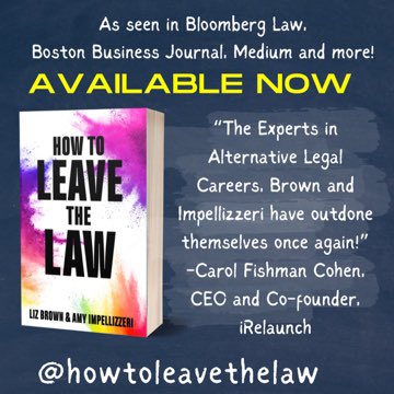 Available now! @lizafterlaw and I interviewed dozens of successfully transitioning lawyers and coaches and distilled the latest research to create a primer for creating a life you can be proud of with the most versatile degree there is! amazon.com/How-Leave-Law-…