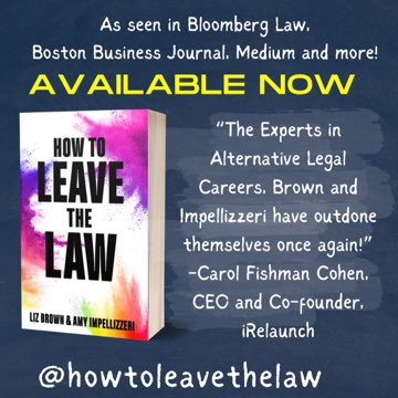 Available now!
@lizafterlaw and I interviewed dozens of successfully transitioning lawyers and coaches and distilled the latest research to create a primer for creating a life you can be proud of with the most versatile degree there is!

amazon.com/How-Leave-Law-…