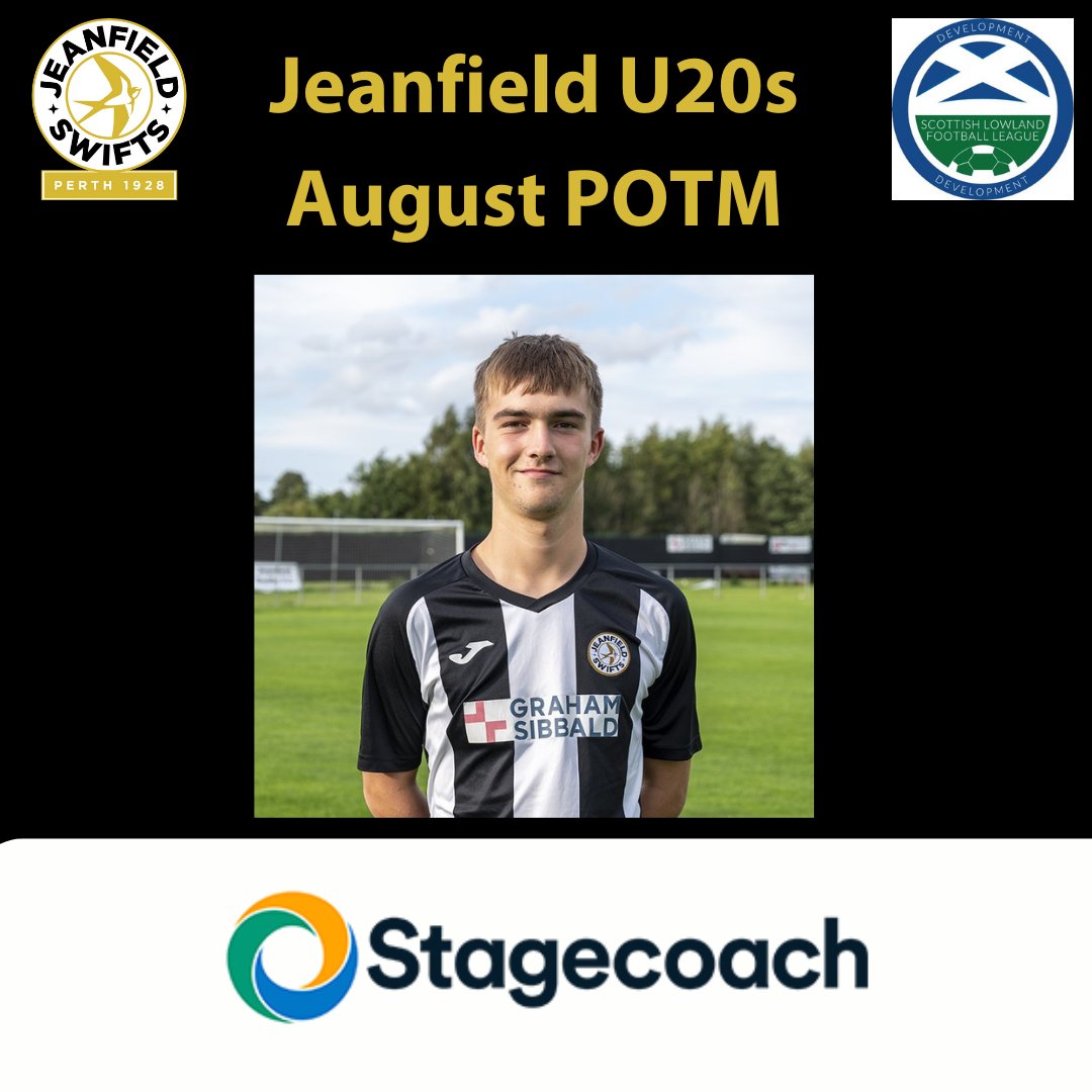 JeanfieldU20's tweet photo. Our Jeanfield U20's Player of the Month for August is our number 7 @AdamLeese9 

Adam chipped in with a number of goals and assists throughout August and has started the season extremely well.

Adam is sponsored by @StagecoachEScot https://t.co/5uGL0Cxmqk