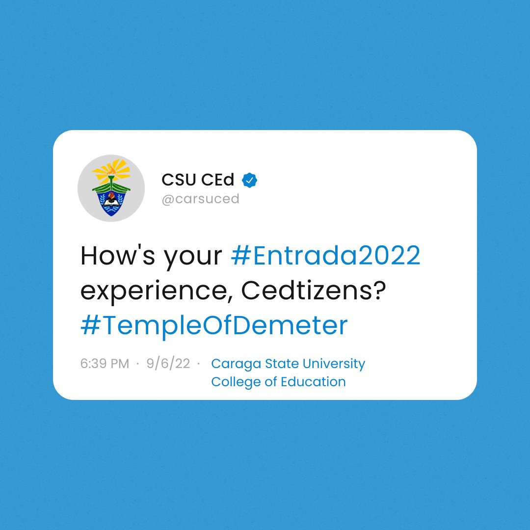 carsuced's tweet photo. How's your #Entrada2022 experience, Cedtizens? #TempleOfDemeter #CSUCEd
Tweet your thoughts below. https://t.co/UFte7NIGpL