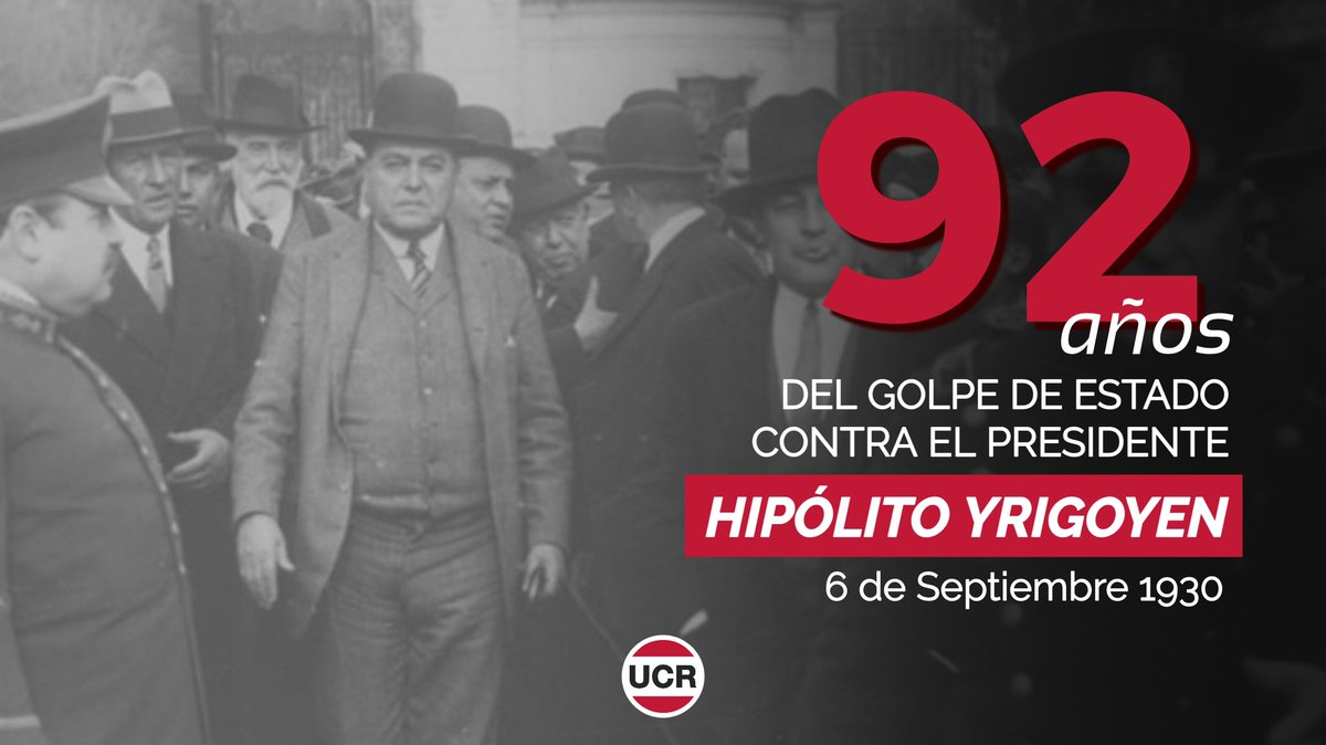 6 de septiembre de 1930

👉 92 años del golpe de Estado a Yrigoyen. Golpe que dió comienzo a la conocida Década Infame, la cual terminó el 4 de junio de 1943.