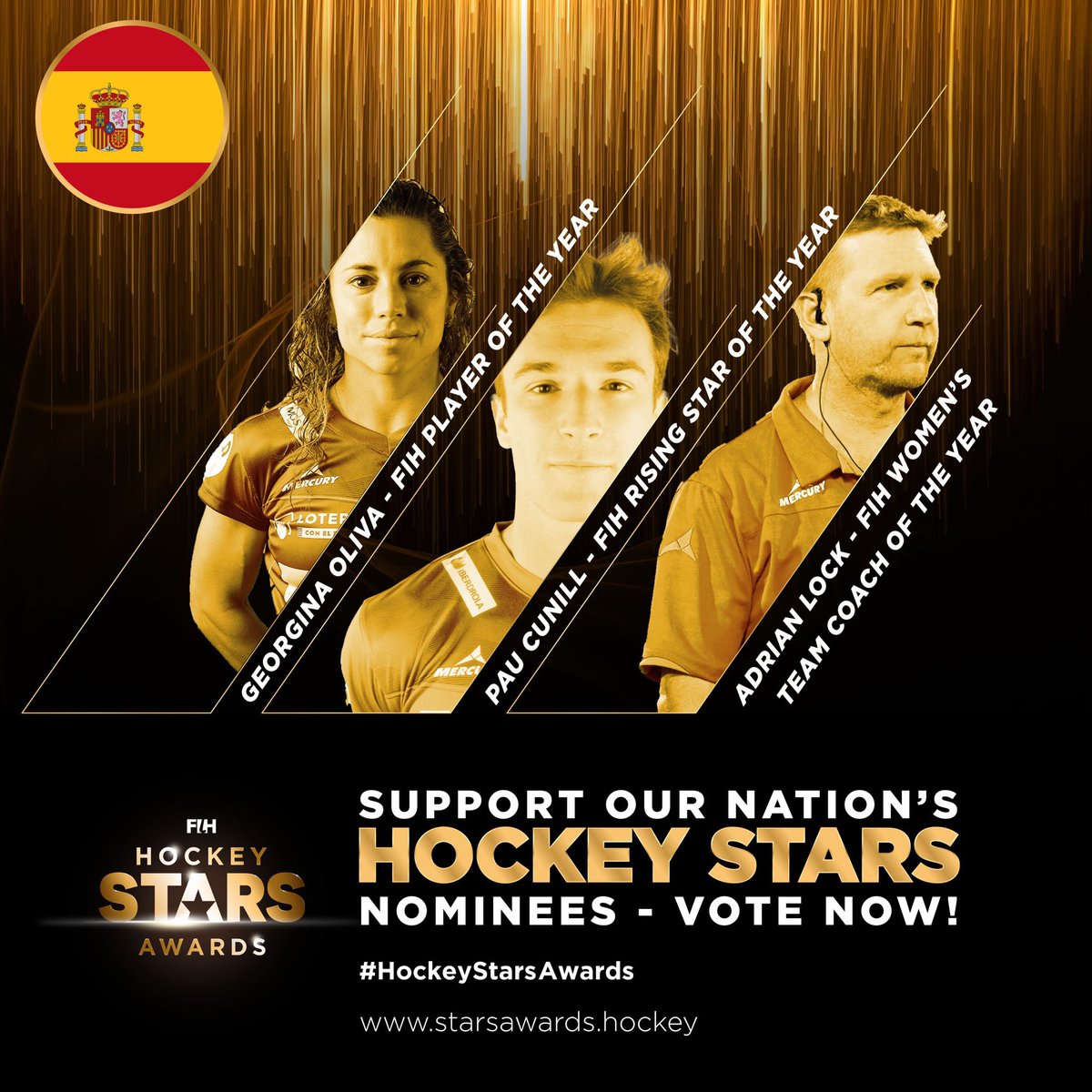 ¡𝙉𝙊𝙈𝙄𝙉𝘼𝘿𝙊𝙎! 🌟 

FIH Player of the year - <a href="/gigioliva23/">georgina oliva</a> 
FIH Women’s Team Coach of the year - <a href="/adylock5/">Ady Lock</a> 
FIH Rising Star of the year - <a href="/PauCunill/">Pau Cunill Clapés</a> 

¿Preparados para votar? 😏 

👉 starsawards.hockey

#HockeyStarsAwards | #RedSticks | #HockeyEspaña | <a href="/FIH_Hockey/">International Hockey Federation</a>