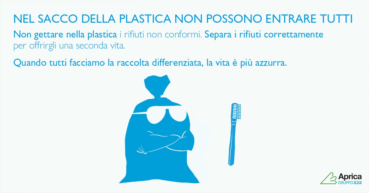 Dove si butta lo spazzolino da denti? 🪥 
Anche se è un oggetto in #plastica, non va conferito nel sacco giallo ma in quello dell'indifferenziato. Ricorda che nel contenitore della plastica non possono entrare tutti 👉 bit.ly/3QJk3kB  
#RaccoltaDifferenziata