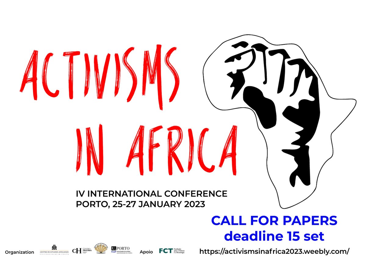 activisms_afr's tweet photo. CALL FOR PAPERS Sept 15
We accept the papers linked to approved panels and others, dedicated to
»Human rights
»Digital media
»Land and environment 
»Transnational networks
»Arts and culture
»Knowledge for transformation
Check the website for all details: https://t.co/klWDsOJJJh https://t.co/mzwWhtNUzK