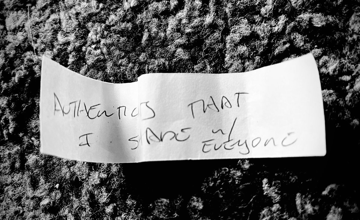 BoostImprov's tweet photo. Did a workshop a while back with the super talented Duncan Cameron. He had us write down goals for the workshop.

Just found this today:
“Authenticity that I share w/ everyone.” 

#improvphd #improv https://t.co/tPM0csrmy5