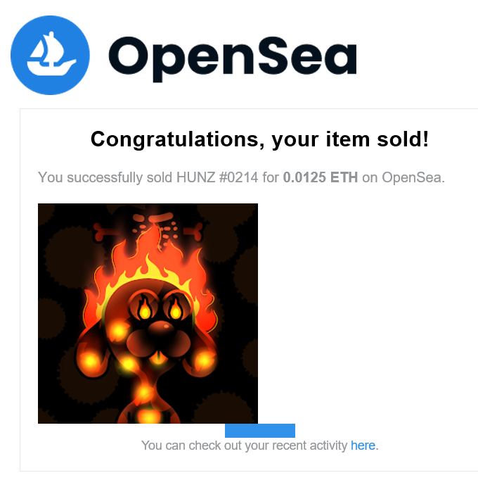 Wooow Sold!🤣🔥#HUNZ is gone!
Thank you my angel <a href="/ARCAngelTweety/">CC</a>
for your continued support!🔥🔥🔥
You are really awesome!
I really appreciate you🙏😍😍😍
#NFT #NFTs #NFTCommunity 
A silver coin sent again...