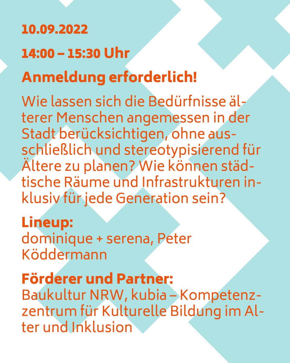 Am 10.09. geht es bei einem Workshop im Rahmen der Biennale der urbanen Landschaft in Gelsenkirchen mit Kristian Ly Serena vom Architekturbüro dominique + serena aus Kopenhagen um die inklusive und altersgerechte Gestaltung des öffentlichen Raums. ibk-kubia.de/angebote/nachr…