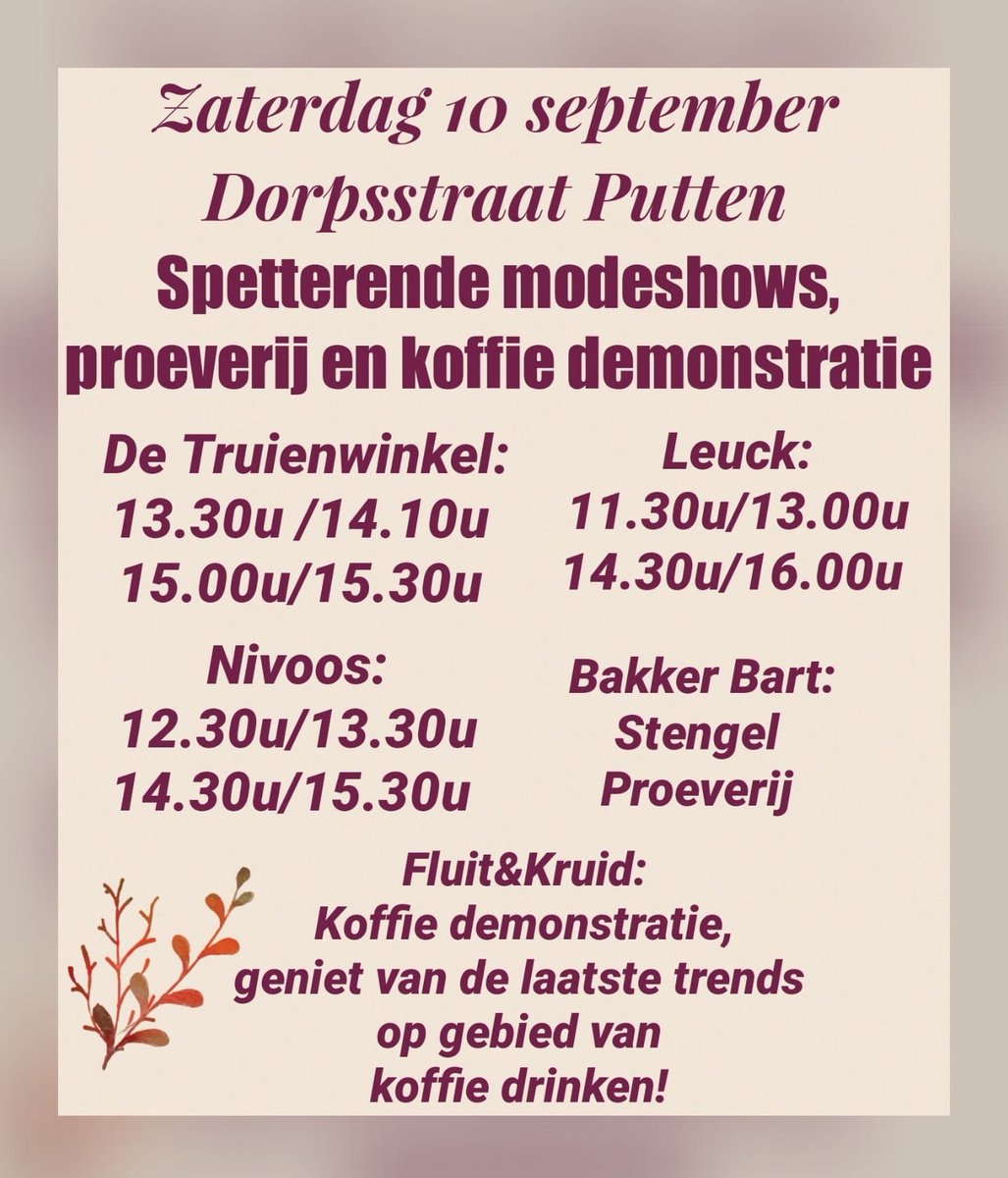 detruienwinkel.nl en meer...Modeshow in het centrum van Putten - mailchi.mp/0d8606463126/n…