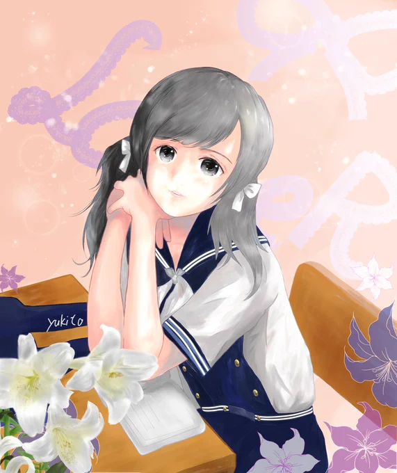 莉里愛さん、お誕生日おめでとうございます。ラヴアールのイラスト、最初の一枚が莉里愛さんでした。当時のイラスト、描き直しました。#ラヴアール#篁莉里愛#LoveR #イラスト 