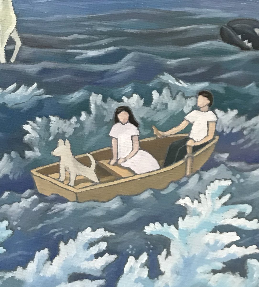 「#メンタルスケッチ「俺のお気に入りの舟」円形キャンバス、油彩、2022年制作個展」|reo sato（宵待通信)のイラスト