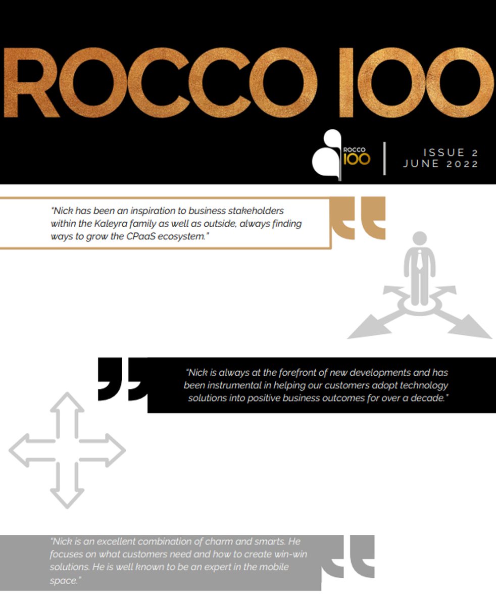 It's great to be recognised in the ROCCO 100 report as one of the most influential people in the messaging, interconnect &amp; roaming space. Thank You!