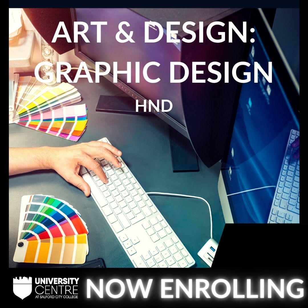 UniCentreSCC's tweet image. Do you have a passion for Graphics?
 
#StepIntoYourFuture at the University Centre at Salford City College.
 
We have limited space left for our #HND in Art &amp;amp; Design: Graphic Design.
 
Call our Clearing Team on 0161 631 5075.
 
#GraphicDesign #Clearing #SCCGroup #UniCentreSCC