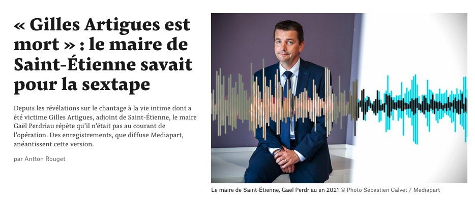 Depuis les révélations sur le chantage à la sextape dont a été victime son adjoint, le maire de Saint-Étienne Gaël Perdriau répète qu’il n’était au courant de rien. 

🎧Des enregistrements anéantissent cette version. 

À écouter ici👇
bit.ly/3cSM8qT <a href="/Mediapart/">Mediapart</a>