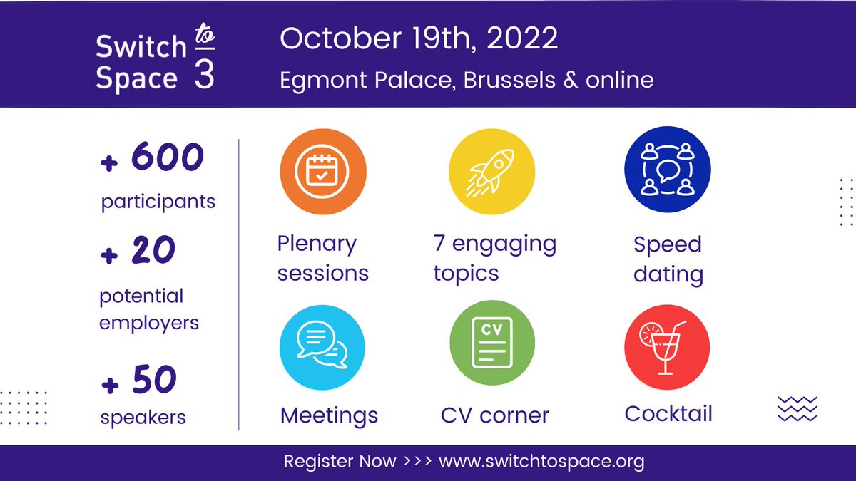 Only 43 days until the largest event in Belgium dedicated to students and young professionals interested in developing careers in the space sector. 
Register now: switchtospace.org