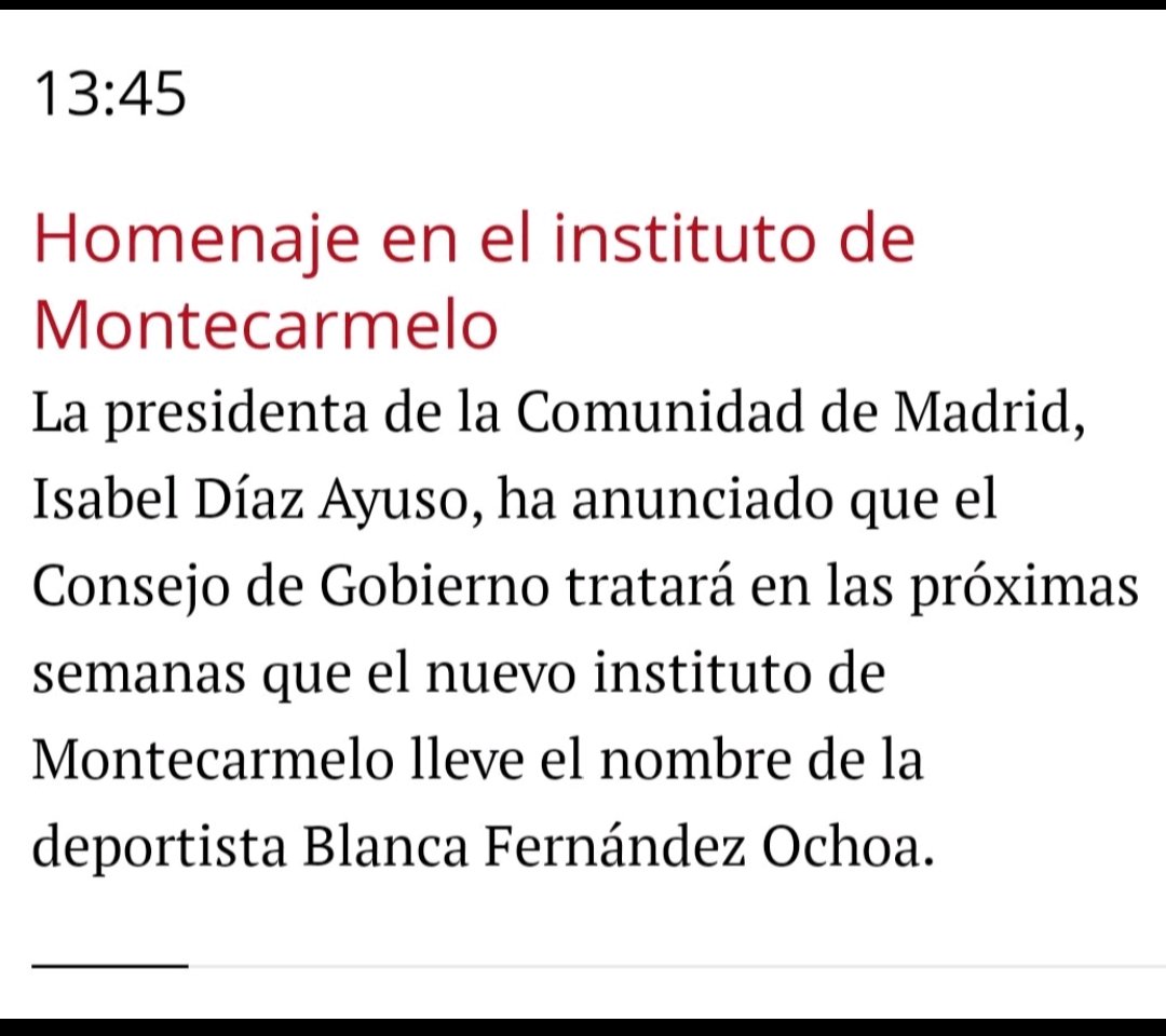 Hoy hace tres años que <a href="/IdiazAyuso/">Isabel Díaz Ayuso</a> anunciaba que el #IESMontecarmeloYa iba a llamarse "IES Blanca Fernández Ochoa". Nadie pensaba que tardaría cuatro años en construirse y que su comunidad educativa pasaría desplazada, tres cursos completos, lejos del barrio.