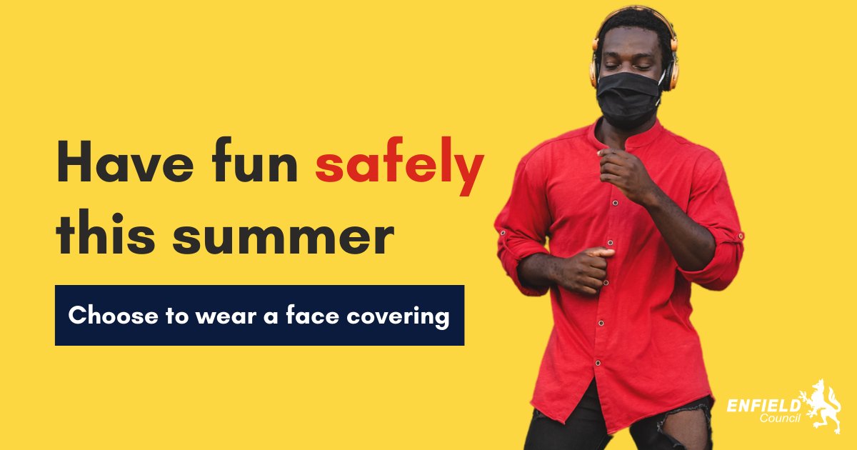 EnfieldCouncil's tweet photo. Have fun safely this summer.
As COVID case numbers continue to rise, we encourage our residents to #KeepEnfieldSafe by choosing to wear a face covering in crowded and enclosed spaces.
#KeepEnfieldSafe https://t.co/LBAsOfG6yf