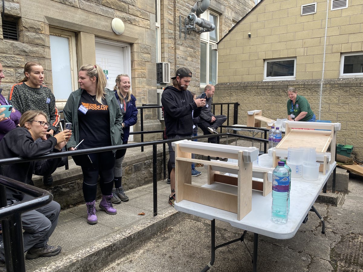 GeoBus_StA's tweet photo. A great weekend for #GeoBus! We welcomed teachers from across the central belt (and as far as Dumfries & Galloway) to @EarthSciStA for our first #CLPL day on Saturday. We spent the morning carrying out river #fieldwork & the afternoon testing out our shiny new storm simulators!😀 https://t.co/vpQj1jiOvA