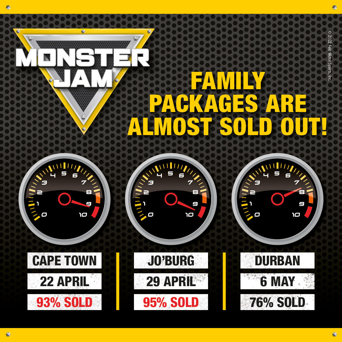 Showtime Management (@showtime_sa) on Twitter photo Family packages are almost sold out for Cape Town and Joburg - Durban's not far behind⏰
<a href="/MonsterJam/">Monster Jam</a> is as BIG as it gets, book now for the ultimate adrenaline-filled day out: bit.ly/MonsterJam2023
#ItsShowtime #MonsterJam Family packages are almost sold out for Cape Town and Joburg - Durban's not far behind⏰
<a href="/MonsterJam/">Monster Jam</a> is as BIG as it gets, book now for the ultimate adrenaline-filled day out: bit.ly/MonsterJam2023
#ItsShowtime #MonsterJam