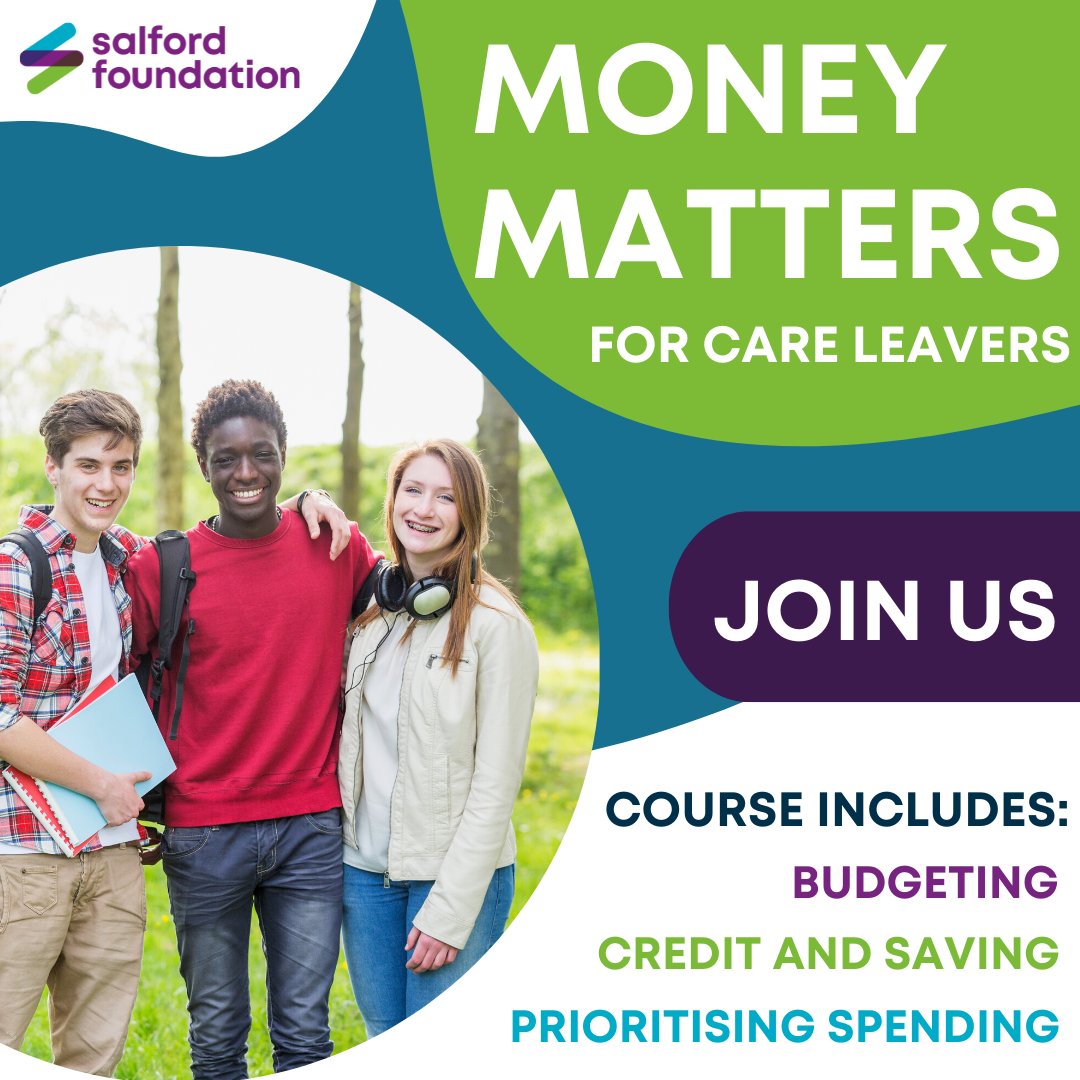 We're excited to announce we'll be holding two sessions of #MoneyMatters in community for those leaving care. Both events will run from 11am-1pm, one on 20/09 at Walkden Gateway &amp; one on 06/10 at Pendleton Gateway - email jason.king@salfordfoundation.org.uk to book your place!