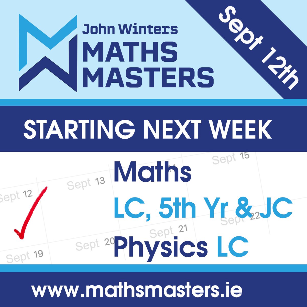 MathsMastersJW's tweet photo. GRINDS STARTING 12th SEPTEMBER
You can now enrol on our excellent grinds which start on Monday 12th September. There are many days/times to choose from.
Visit https://t.co/9FUJ84jGBo to learn more https://t.co/YNw8wl2oxJ