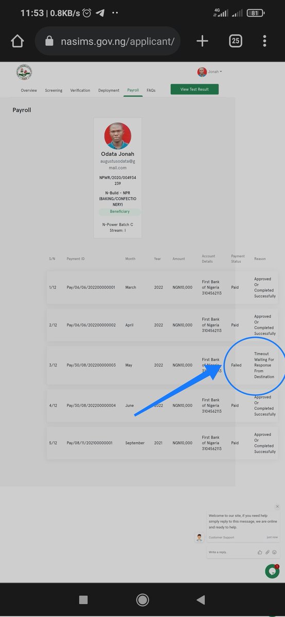 Prey0001's tweet photo. @kaurday @npower_ng Good day Nasims. My May Stipend has not been paid. It shows failed. Wait for response from destination. My Npower Id is NPWR/2020/004934239. N- Build (baking &amp; confectionery) Attached is a copy of the info from my dashboard.  Thanks, https://t.co/fdIlqKj7te