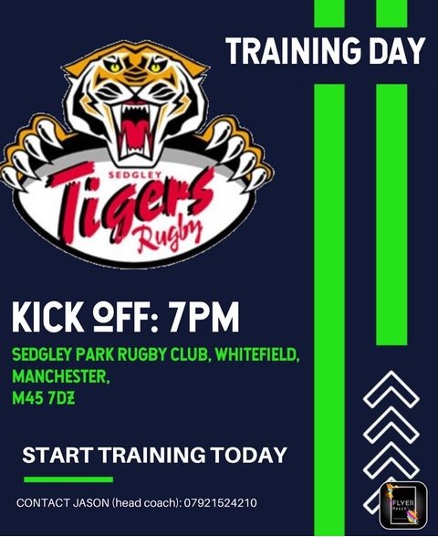 Never tried rugby? Take a chance...

It’s that time again! Tuesday is for training! Get down to Sedgley Park RUFC tonight and join in, find a new hobby with us, meet new people and have a laugh. #sedgleypark #tigersfamily #whitefield #prestwich #radcliffe #bury #manchester