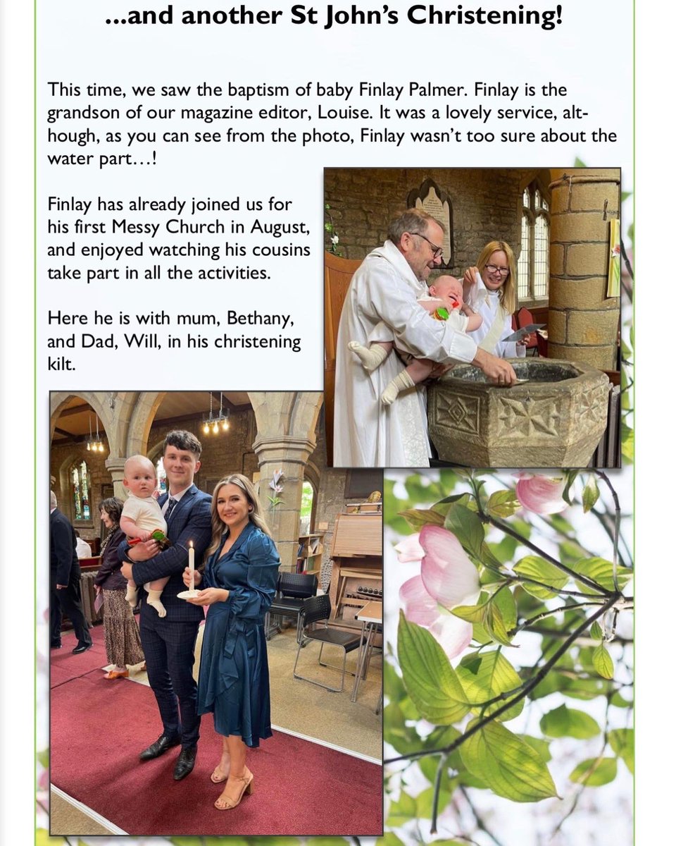 We love a baptism here at St John’s. Here’s just two of many we’ve enjoyed over the last few weeks taken from our parish magazine, The Bridge. Welcome to the St John’s family, Finlay and Morgana! #penistone