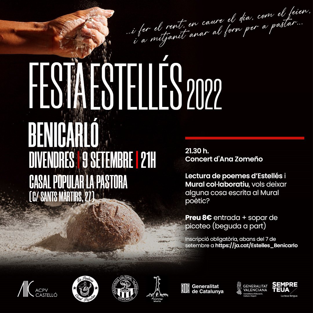 CompanyStas's tweet photo. #9set22
Montblanc Festa Major
@_samanthagg a Monòver
7hV
~@Sandramonfort__ a La Pobla de Vallbona
~@LandofCoconuts
a l'Estartit
#FestaEstelles
7hV a VLC
9hN Benicarló
Embosca't a Clariana
10hN FMA Vallcarca a BCN
11hN
~#lamaria a Banyeres/Font Bona
~@ArseFolk a Port Sagunt https://t.co/qm42QOCdOh