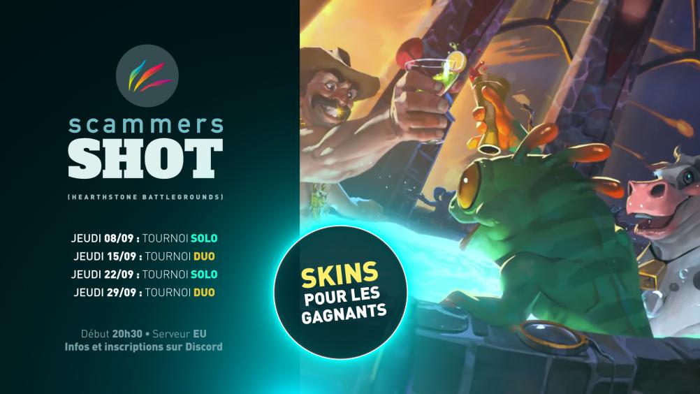 Scammers_eSport's tweet photo. C’est la rentrée, on revient avec 4 tournois en septembre. 👊
Chaque gagnant remportera un skin offert par Blizzard. 
Rejoins-nous tous les jeudis à 20h30 sur notre discord https://t.co/3zDIe1xp3Z https://t.co/bScgESoksh