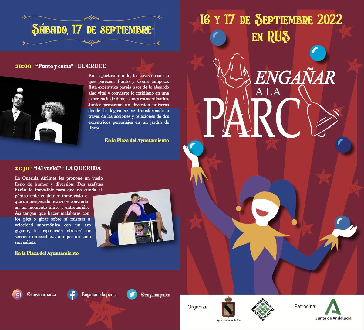 enganarparca's tweet photo. 🎪Aquí teneis la programación completa de la II edición del Festival Engañar a la Parca🤹‍♂️

🤡Horarios, lugares y todo lo que debéis saber para no perderos nada💀

#engañaralaparca #circo #festival #teatro #muerte https://t.co/MB7SlnFjLh