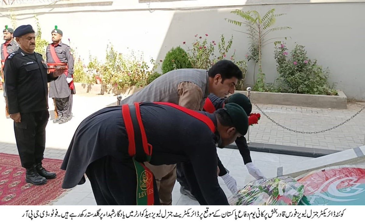 Wreath laying ceremony at Yadgar e Shuhada Directorate Gen Levies HQ
