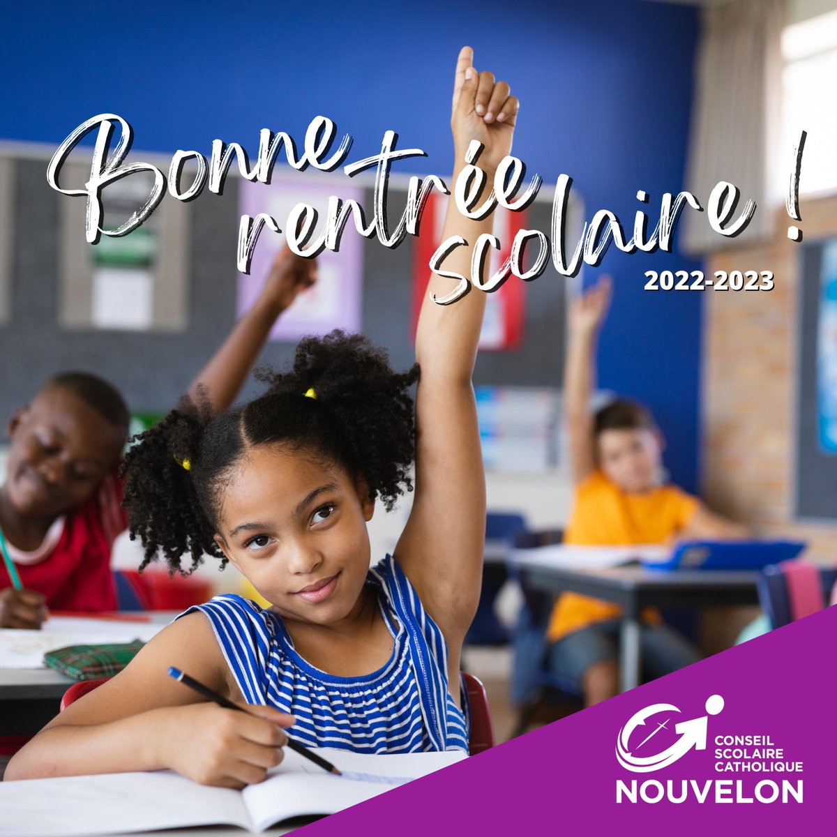 CSCNouvelOn's tweet photo. Bonne rentrée scolaire 2022-2023 à la famille du CSC Nouvelon! Que la thématique de l’année « À plusieurs, nous sommes un » nous inspire à voir le Seigneur dans nos pairs, à respecter nos différences ainsi qu’à agir avec bienveillance et générosité envers tous. #MonAventure https://t.co/zO5uYs1Dwv