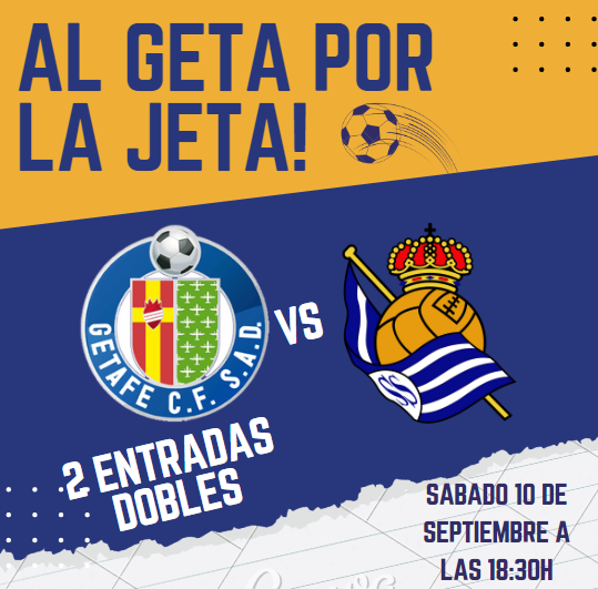 #AlGetaPorLaJeta
Una temporada más viene nuestro sorteo de entradas para ir a ver al <a href="/GetafeCF/">Getafe C.F.</a> 
▶Síguenos
▶Da RT y like a la publicación
▶Cita a la persona con la que te gustaría ir
Límite: 08/09
#sorteo
