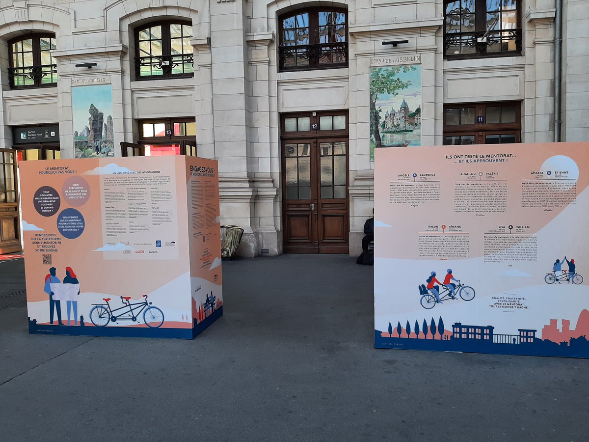 C'est maintenant et jusqu'au 30 septembre, en gare d'Orléans et en gare de @Tours, une belle exposition du <a href="/CollectifMentor/">Collectif Mentorat</a>  !
Vous pourrez y découvrir toutes les associations représentées et surtout comment s'#engager en tant que #bénévole ou en #mécénat de #compétences