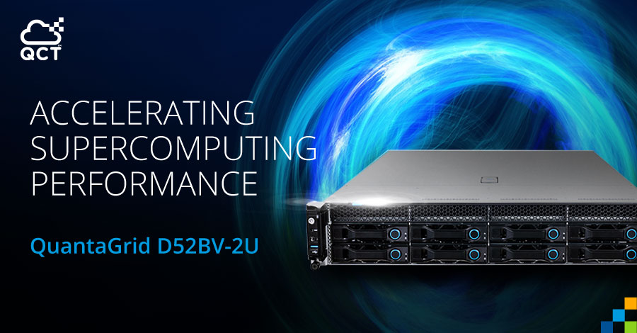QuantaQCT's tweet image. Acting as a versatile platform for parallel computing, the @QuantaQCT QuantaGrid D52BV-2U breaks hardware configuration limitations in a 2U form factor for compute-intensive applications such as #VDI, #HPCAI, #VR and more. Learn more: bit.ly/3RiAZhW